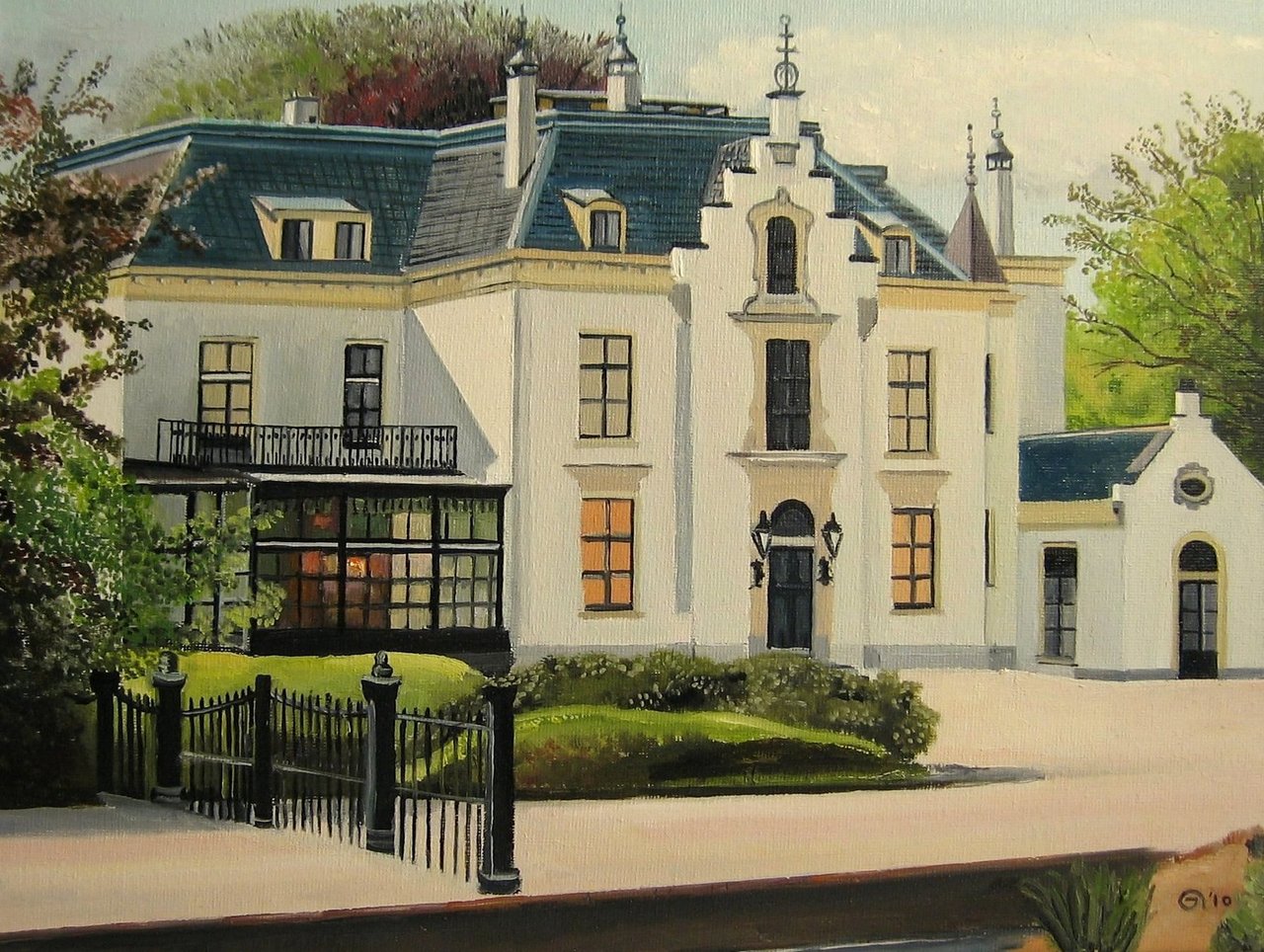 Kasteel Staverden, olieverf op doek, Schilderij Kasteel Staverden, Peter Boonstra kunstenaar kunstschilder, Peter Boonstra Almere