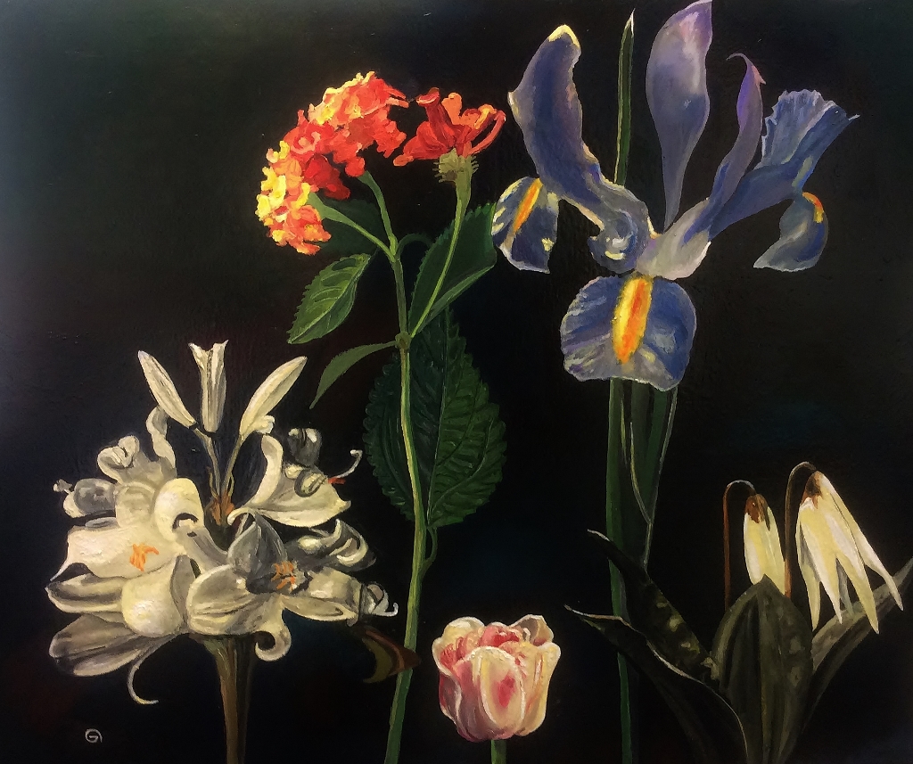 Bloemen schilderij Peter Boonstra kunstschilder beelden kunstenaar Almere Leeuwarden 2019 50x60 cm