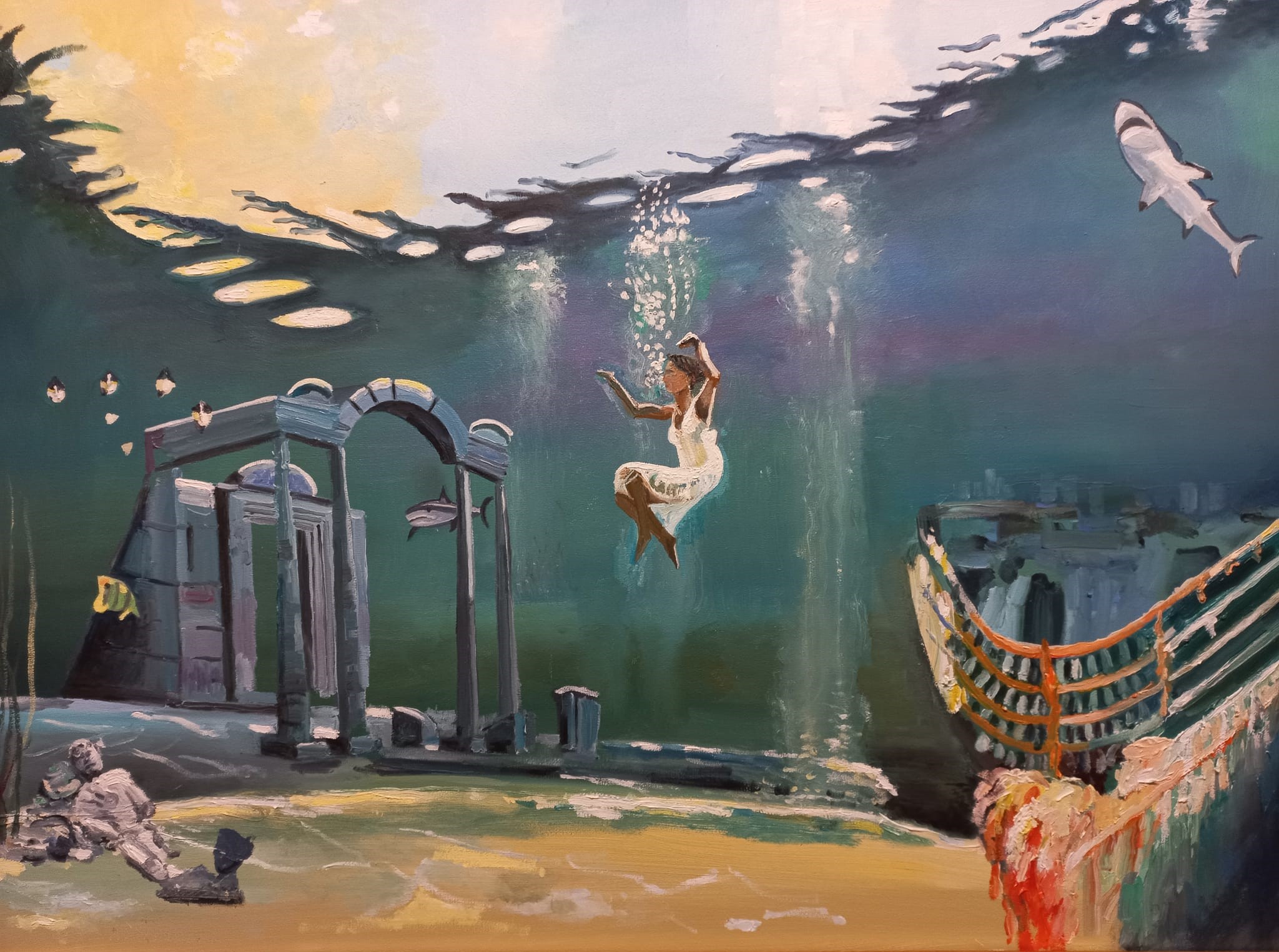 What lies beneath Painting Titanic Atlantis surrealism Peter Boonstra art painter kunstenaar Almere