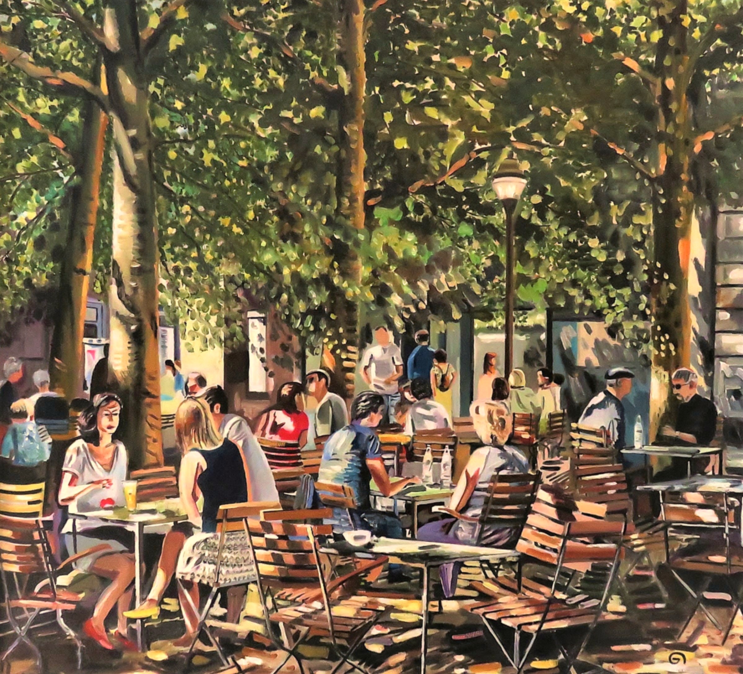 Terras Brussel schilderij Peter Boonstra kunstschilder Almere olieverf op doek